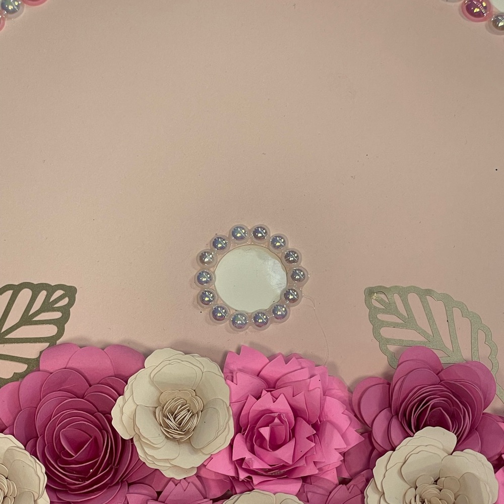 Graduation Cap Topper-Floral Pink and Cream - Picture 4 of 7